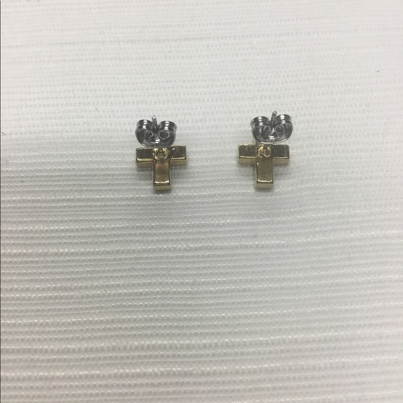 Earrings New Gold Rhinestone Crosses - Picture 2 of 4